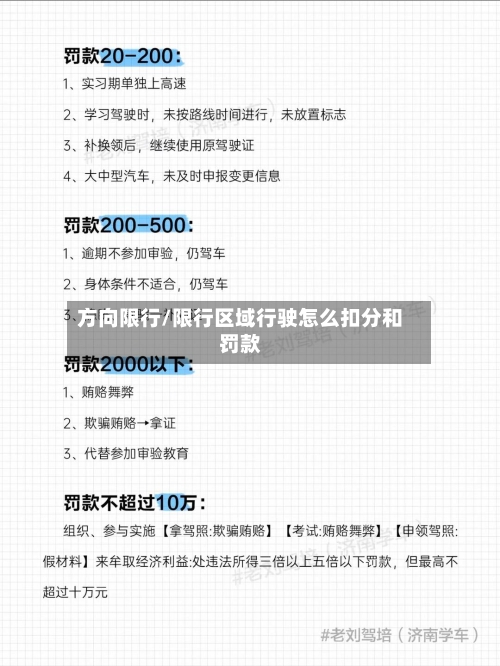 方向限行/限行区域行驶怎么扣分和罚款