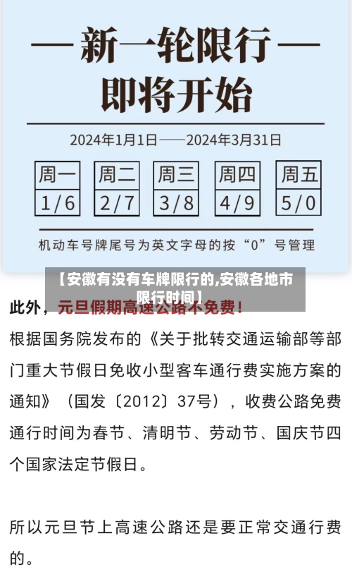 【安徽有没有车牌限行的,安徽各地市限行时间】