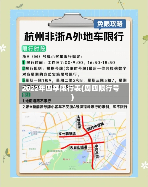 2022年四季限行表(周四限行号)
